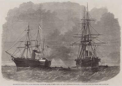 Beslagleggelsen av kaptein Wilks, av USAs krigsskip San Jacinto, av Messers Slidell og Mason, konfødererte kommissærer, om bord på den britiske Mail-Steamer Trent av Edwin Weedon