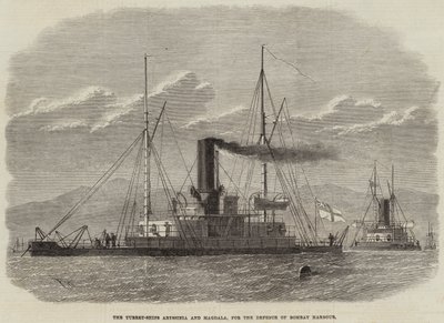 Turret-skipene Abyssinia og Magdala, til forsvar av Bombay Harbor av Edwin Weedon