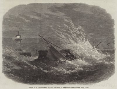 Vraket av en Fishing-Smack utenfor brygga i Ramsgate Harbor av Edwin Weedon