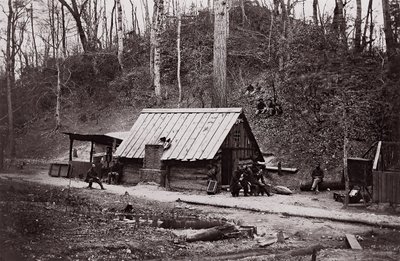 [En unionsstasjon ved James River etablert for utvinning av krutt fra konfødererte ..., 1864. av Egbert Guy Fowx