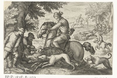 Kupert landskap med villsvinjakt Jaktscener (serietittel) Icones Venantum Arter Varias Representantes (serietittel) av Egbert Jansz.