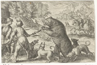 Landskap med bjørnejakt Jaktscener (serietittel) Icones Venantum Arter Varias Representantes (serietittel) av Egbert Jansz.