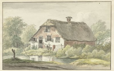 Farmhouse med stråtak av Egbert van Drielst