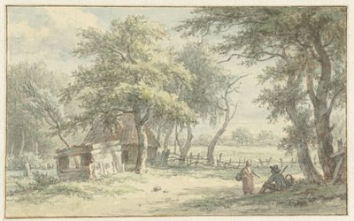 Figurer ved en hytte i Naarder Houd av Egbert van Drielst
