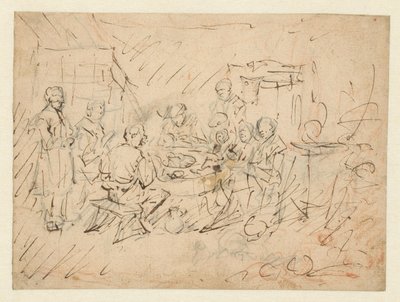 Interiør med en bondefamilie som spiser av Egbert van Heemskerck (I)