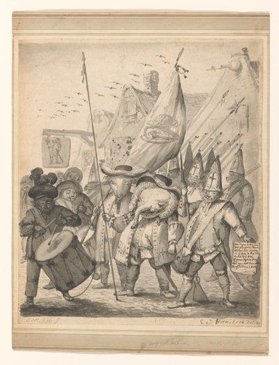 Dieren satire av Egbert van Heemskerck (II) (signed by artist)