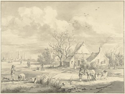 Porenhuis med byen Groningen i det fjerne av Egbert van Marum