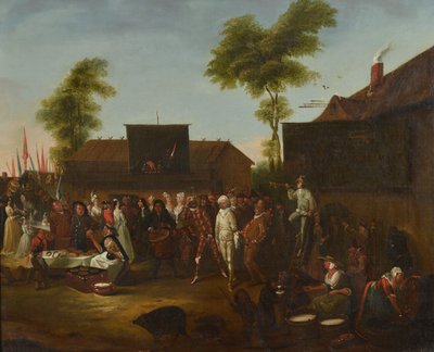 Et landsbykarneval med figurer av Commedia dellArte av Egbert van the Elder Heemskerck
