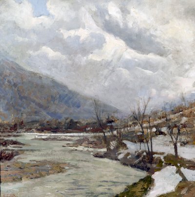 Solstråle, maleri av Egidio Riva (1866-1946), olje på lerret, 74x74 cm, Italia, 1900-tallet av Egidio Riva