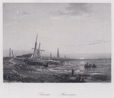 Antwerpen (gravering) av Egidius Linnig