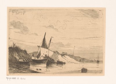 Fiskebåt ved sanddynene i Blankenberge av Egidius Linnig