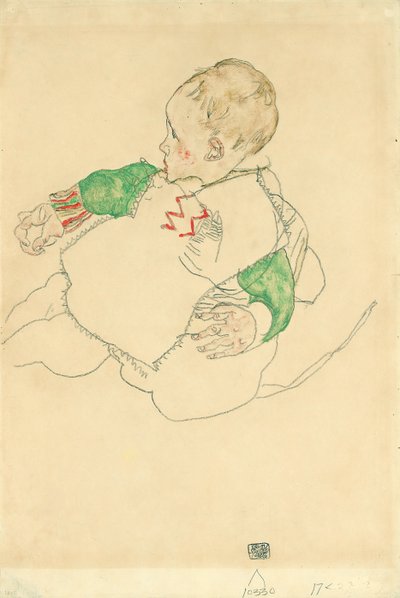 Barn med grønne ermer av Egon Schiele