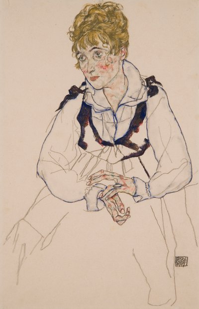 Kunstnerens kone, sittende av Egon Schiele