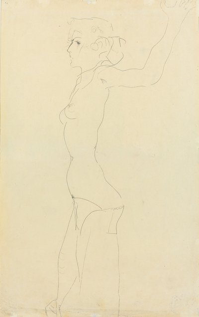 Naken kvinne; Madchenakt, 1911 av Egon Schiele