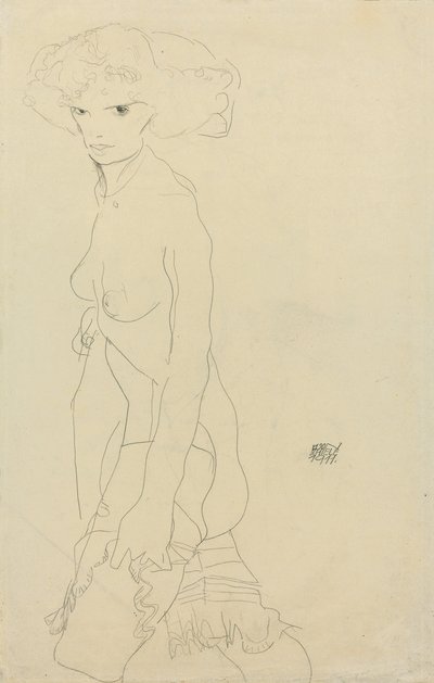 Naken kvinne; Madchenakt, 1911 av Egon Schiele