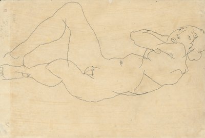 Naken kvinne med hendene bak hodet, 1914 av Egon Schiele