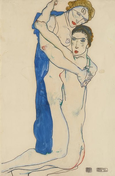 Kjæreste, rosa-blå. 1913 av Egon Schiele