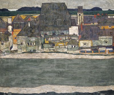 Hus ved elven Gamlebyen, 1914 av Egon Schiele