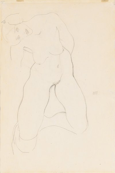 Knælende naken kvinne, 1912 av Egon Schiele
