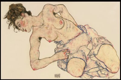 Kneider, halvnaken kvinne, 1917 av Egon Schiele