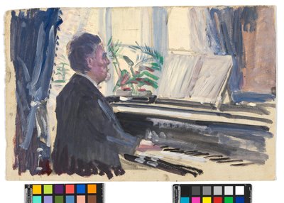 Leopold Czihaczek ved pianoet (skisse) av Egon Schiele