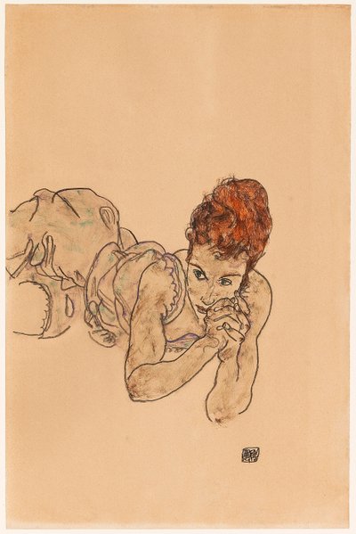 Løgnende kvinne, 1917. av Egon Schiele