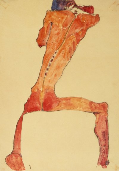 Mannerruckenhaut (blyant og akvarell) av Egon Schiele