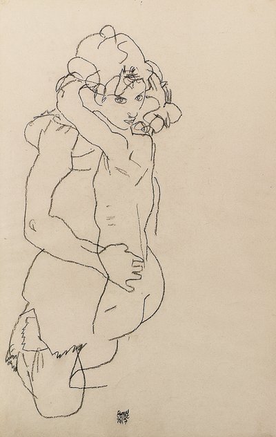 Mor og barn av Egon Schiele