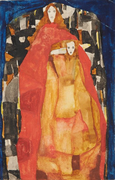 Mor med barn i rød frakk, 1911. av Egon Schiele