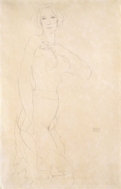 Naken jente; Madchenakt, 1912 av Egon Schiele