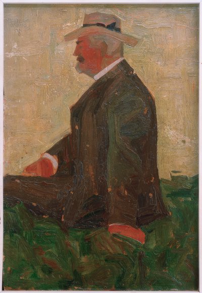 Portrett av en skjeggete mann med stråhatt (Leopold Czihacz av Egon Schiele