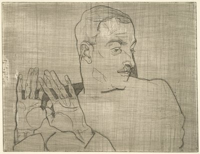 Portrett av Arthur Roessler, 1914 (tørrpunkt) av Egon Schiele