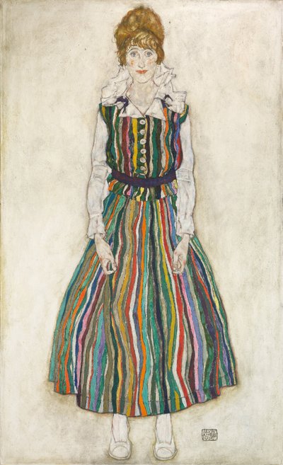 Portrett av kunstnerens kone Edith, 1915 av Egon Schiele