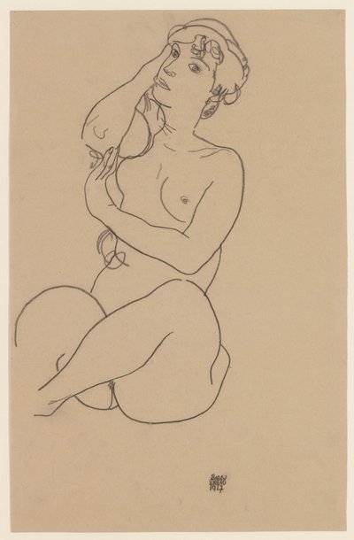 Liggende naken, 1917 av Egon Schiele