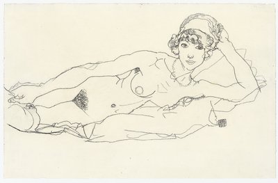 Liggende naken; Liggende naken, 1914 av Egon Schiele