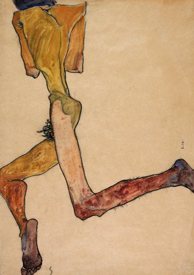 Tilbakelent naken mann, 1910 av Egon Schiele