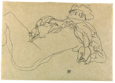 Tilbakelent kvinnelig naken, 1914 av Egon Schiele