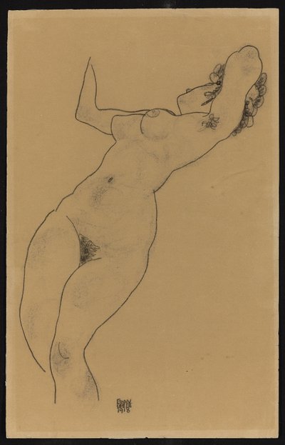 Liggende naken, 1918 av Egon Schiele