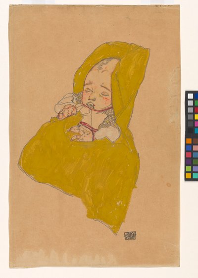 Säugling im Wickelpolster av Egon Schiele