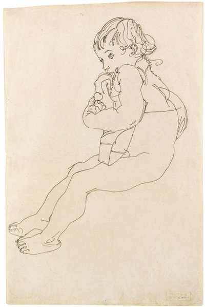 Sittende barn, 1916 av Egon Schiele