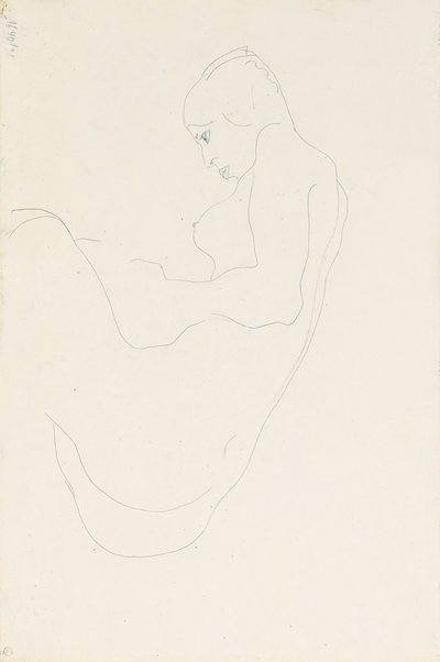 Sittende naken, 1912 av Egon Schiele