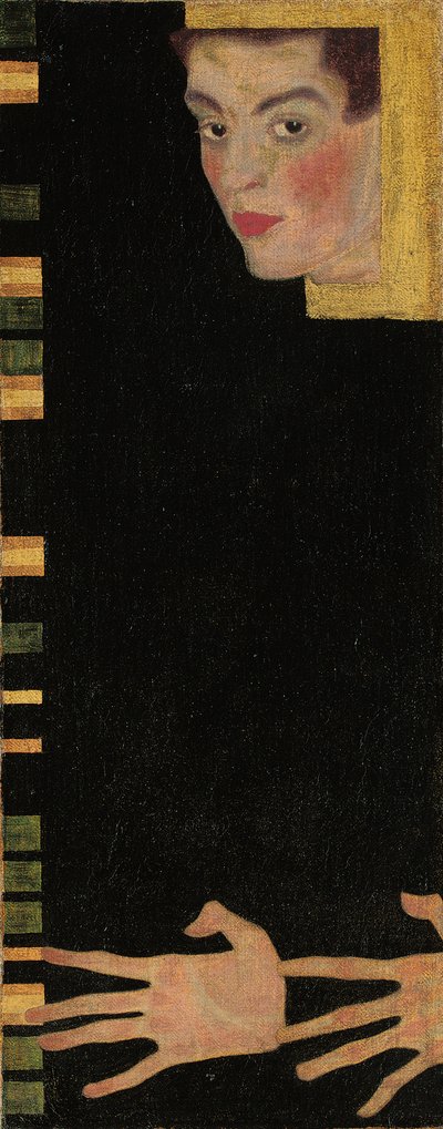 Selvportrett med spredte fingre, 1909 av Egon Schiele