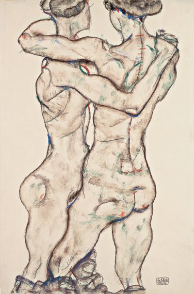 Omfavnende nakne jenter av Egon Schiele