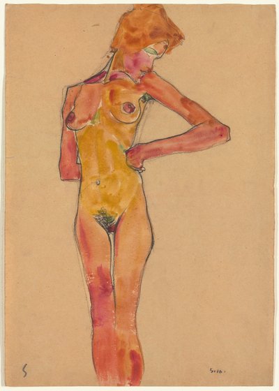 Stående naken kvinne av Egon Schiele