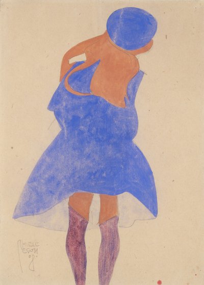 Stående jente, bakfra, 1908. av Egon Schiele