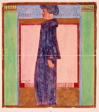 Stående kvinne (akvarell på papir) av Egon Schiele