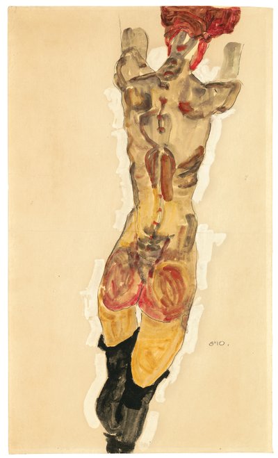 Stående tilbake naken, 1910 av Egon Schiele
