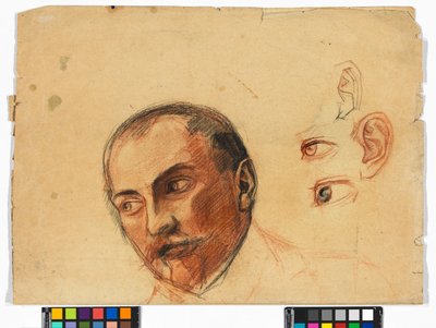 Studienblatt (Kopf, Augen, Ohren) av Egon Schiele