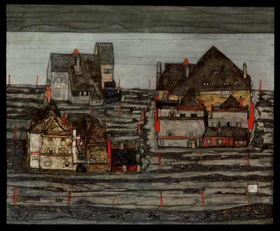 Forstad I (maleri på lerret) av Egon Schiele