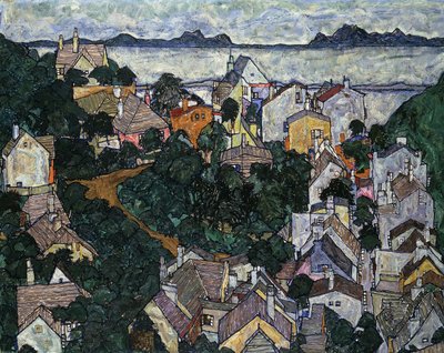 Sommerlandskap; Sommerlandschaft, 1917 av Egon Schiele